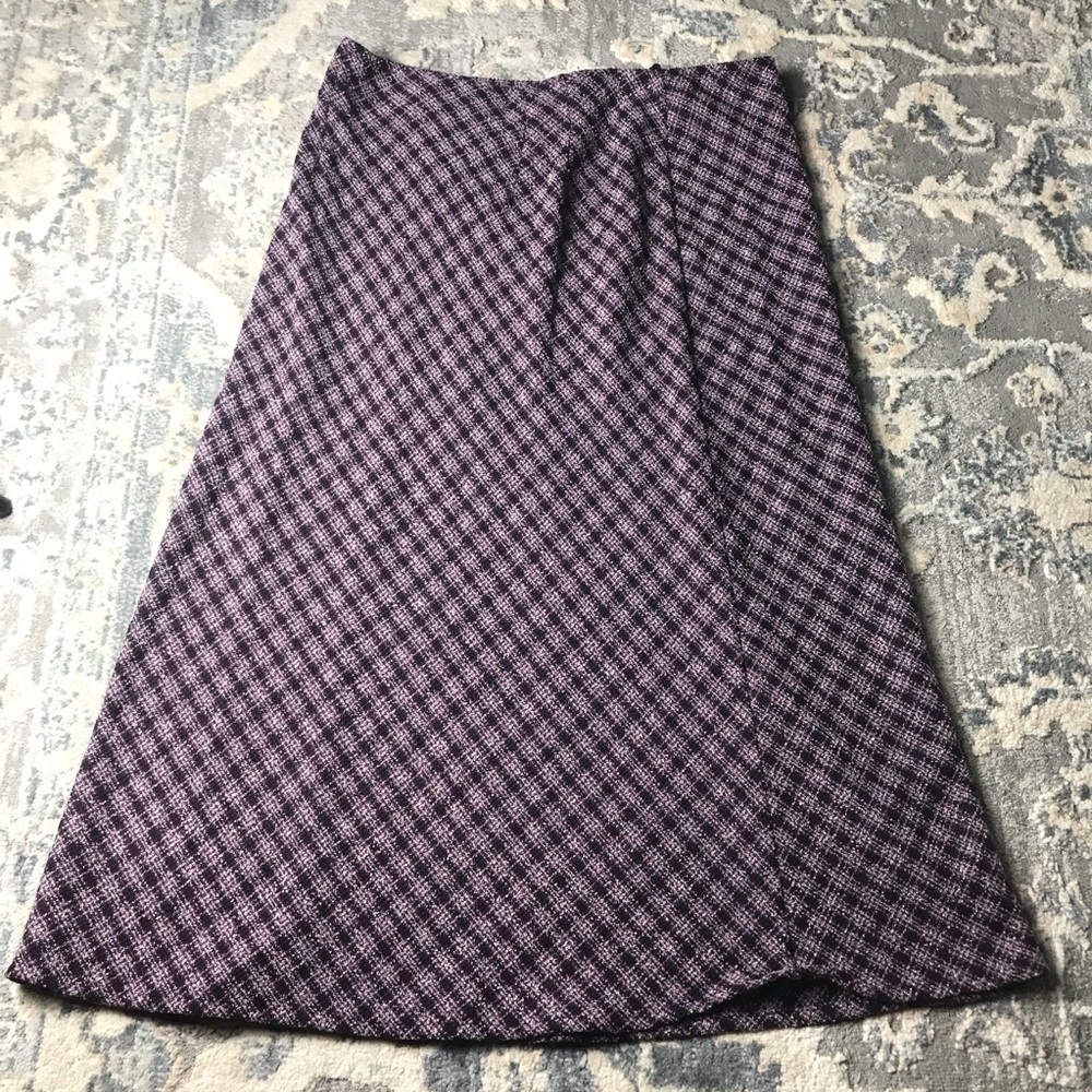 Sheri Martin Purple Checkered Midi Skirt